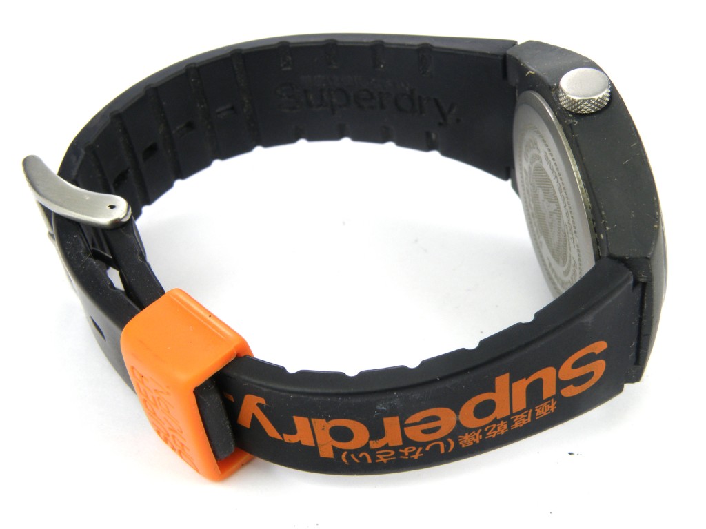 Montre Homme Superdry SYG164B - Cadran Noir Et Orange - Quartz - Occasion Très Bon État
