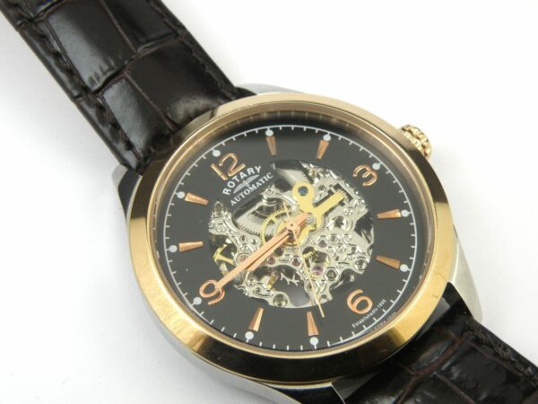 Rotary GS03715/04 Mens Automatic Swiss Skeleton Dial Watch - 100m