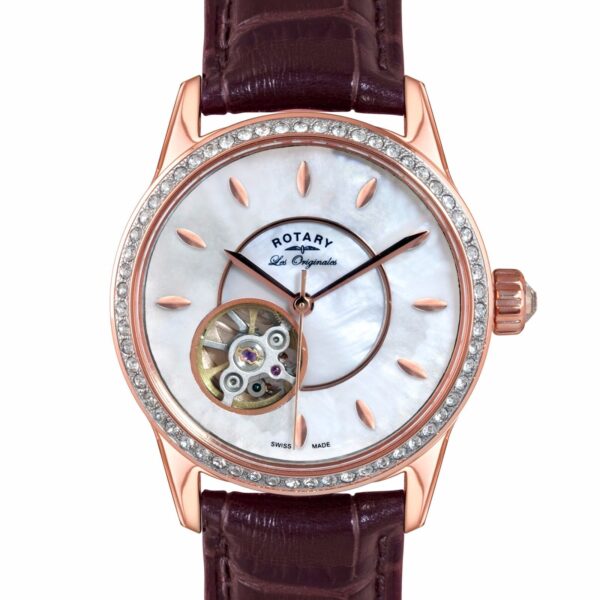 Rotary LS90515/41 Ladies Les Originales Jura Automatic Brown Leather Watch