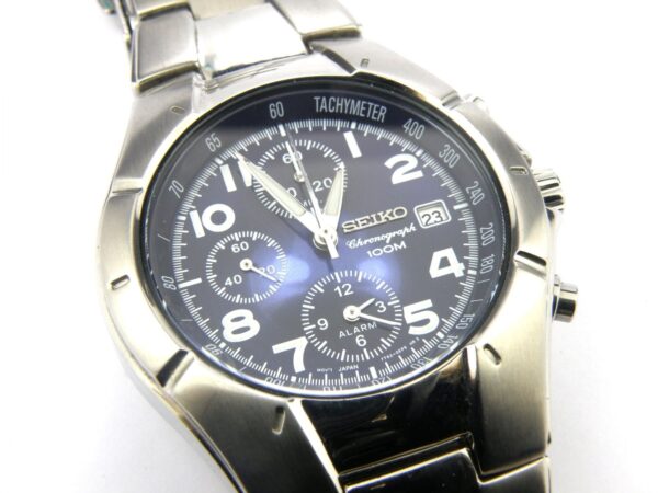 Seiko Men's 7T62-0DY0 Alarm Chronograph Blue Dial Watch - 100m