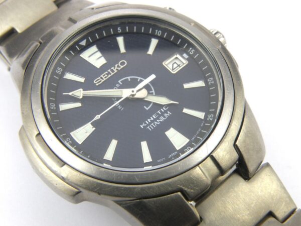 Mens Seiko Kinetic Titanium Watch 5M62-0C10 - 100m - NEW CAPACITOR