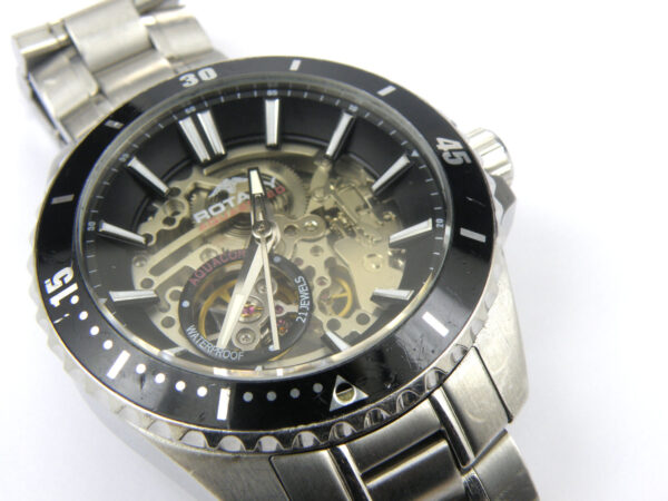 Rotary Mens Aquaspeed AGB90078/A/04 Swiss Automatic Skeleton Watch - 100m