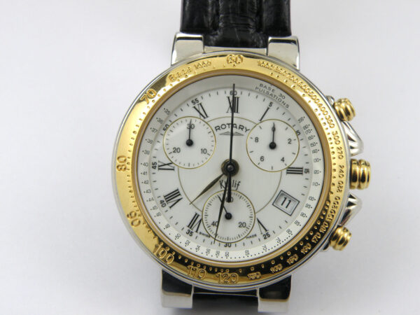 Vintage Gold Plated Men's Rotary Khalif GS7104 ETA Chrono Watch - 50m