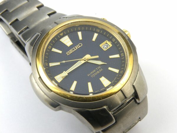 Men's Seiko Kinetic Titanium Watch 5M62-0C10 - 100m - NEW CAPACITOR
