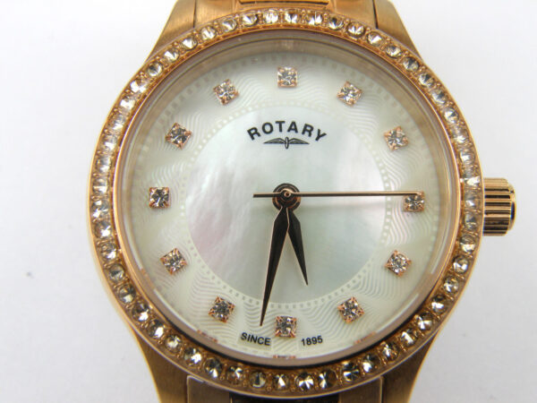Rotary Ladies Rose Gold Crystal Set Bracelet Watch LB00334/41 - 50m