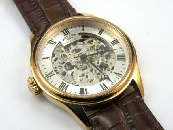 Men's GS02942/01 Gold Rotary Mecanique Skeleton Automatic Watch - 100m