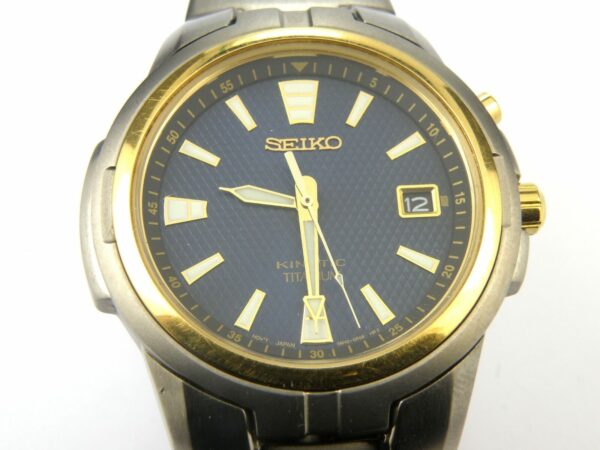 Mens Seiko Kinetic Titanium Watch 5M42-0L60 - 100m - NEW CAPACITOR