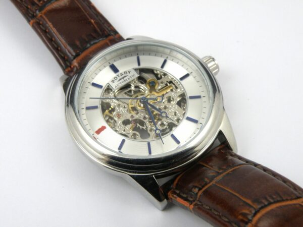 Rotary Mens Automatic Brown Strap Skeleton Dial Watch GS00209/06