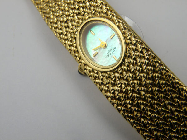 Ladies Rotary 10710 Gold Dial Analogue Mesh Watch