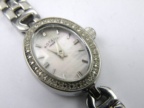Rotary LB00044/07 Slim Mother of Pearl Silver Crystal Ladies Watch