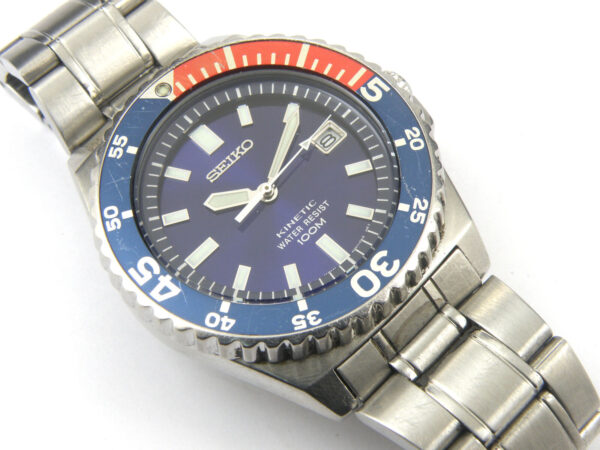 Mens Seiko 5M62-0A10 Pepsi Kinetic Divers Watch - 100m