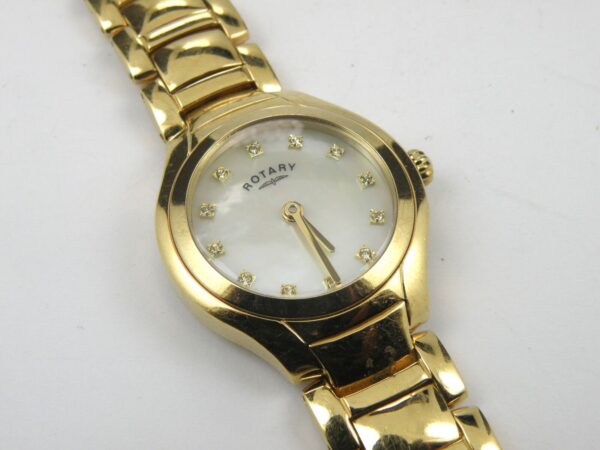 Ladies Rotary Gold PVD Mother of Pearl Bracelet Watch
