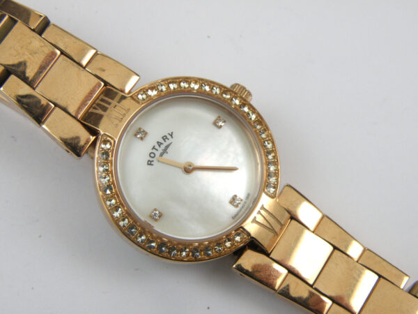 Ladies Rotary Rose Gold Crystal Mother Of Pearl Dial LB02561/41