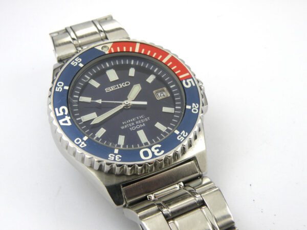 Mens Seiko 5M62-0A10 Pepsi Kinetc Diver's Watch - 100m