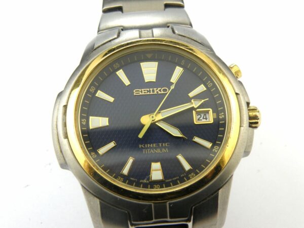 Mens Seiko Kinetic Titanium Watch 5M62-0C10 - 100m - NEW CAPACITOR